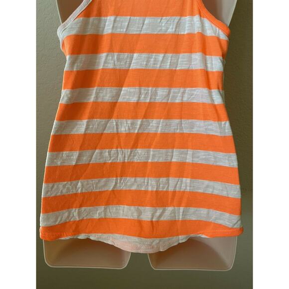 Love Republic Orange Stripe New York 23 Scoop Neck Women's Hi Lo Tank Top Size L - Picture 6 of 6